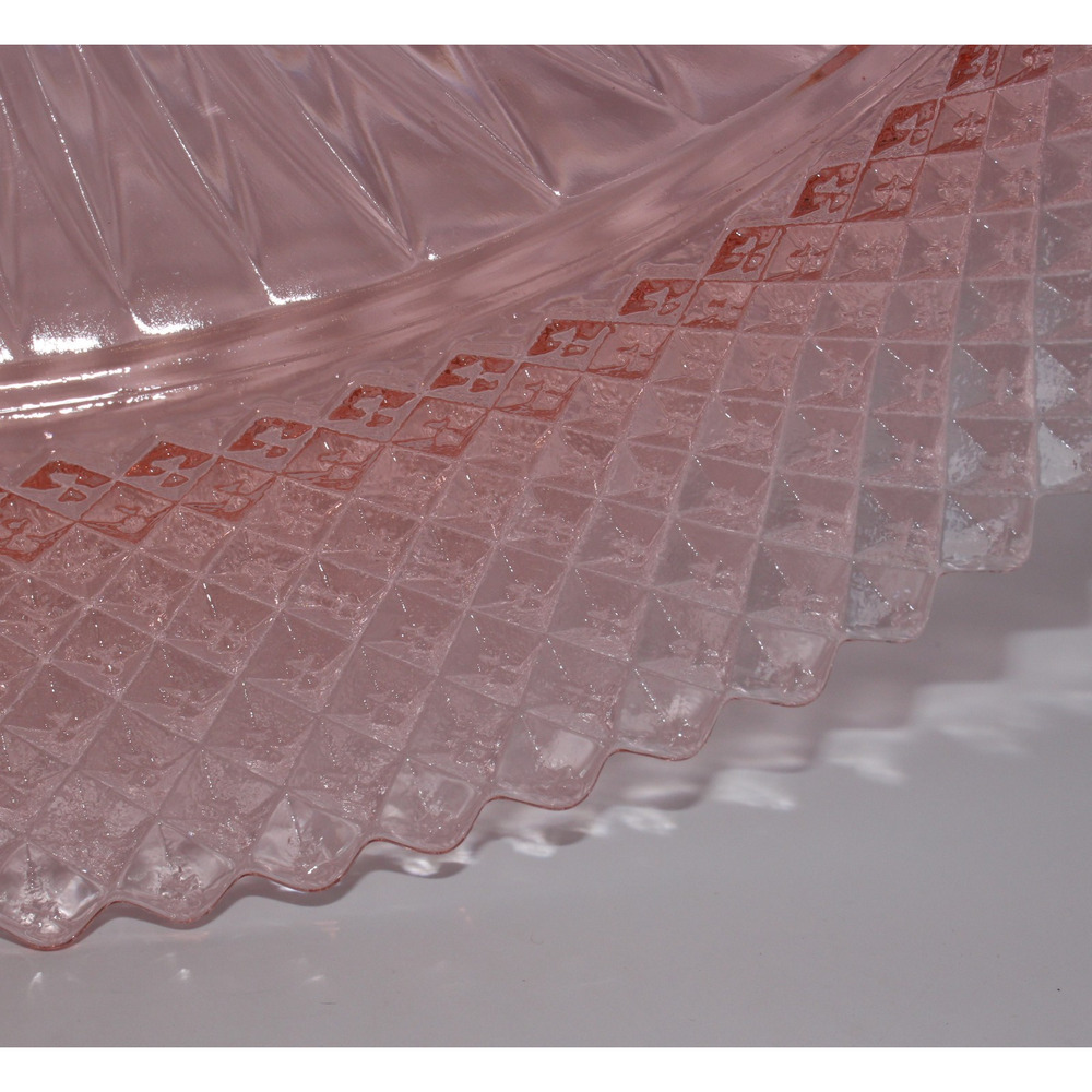 VTG Anchor Hocking Pink Depression Glass 12” Oval Serving Platter Miss America - Picture 6 of 8